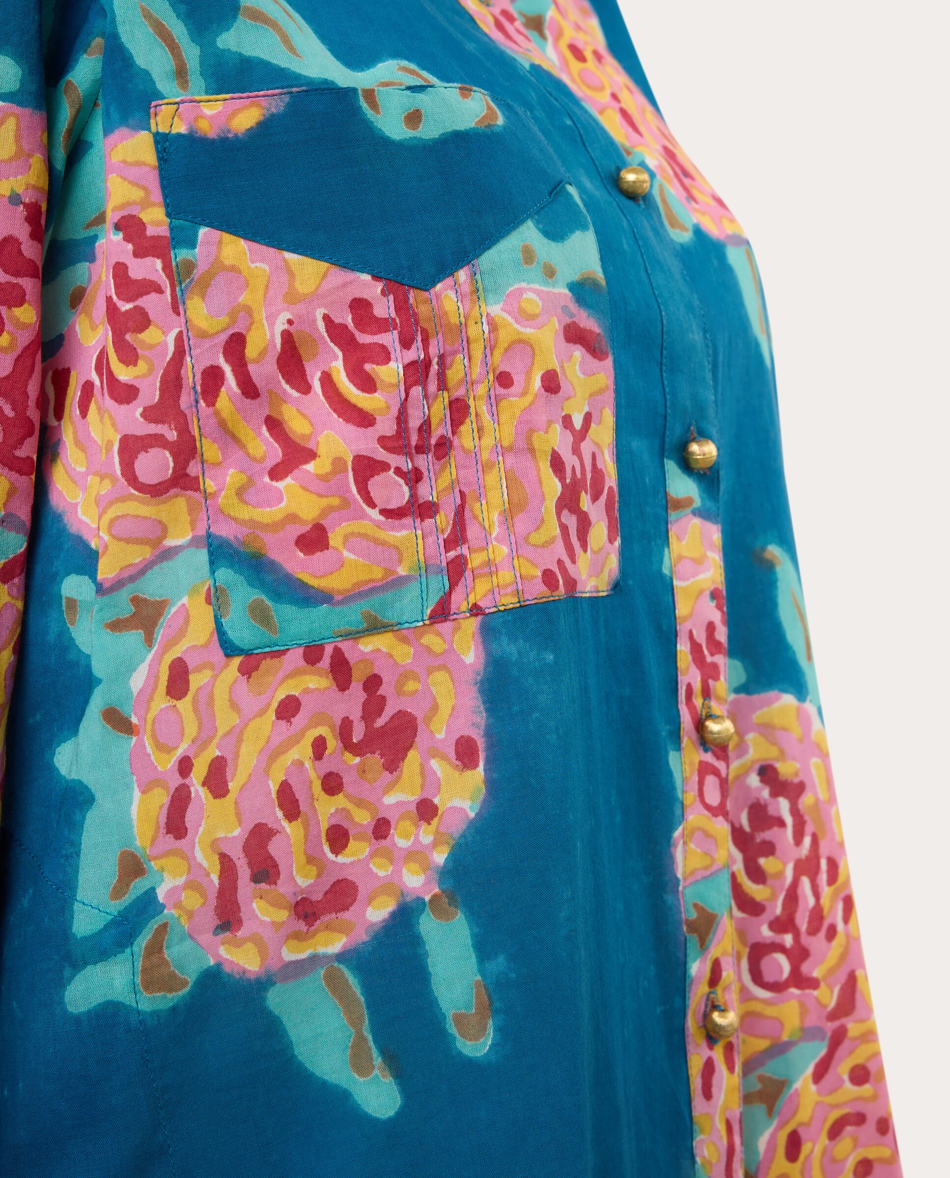 Kaftan Comprido de Algodão Azul-4