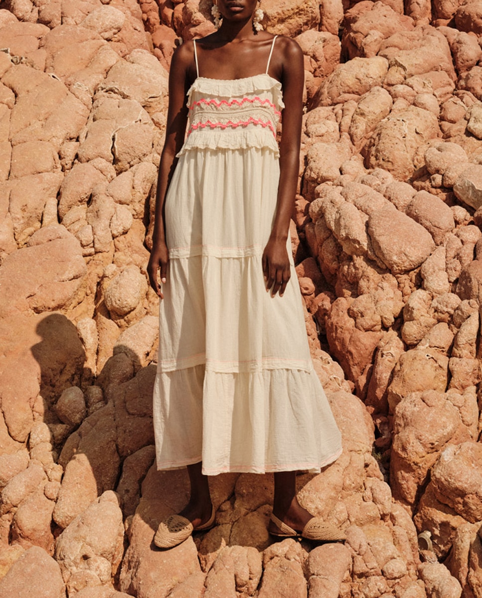 Vestido Comprido Merage de Algodão Branco-3