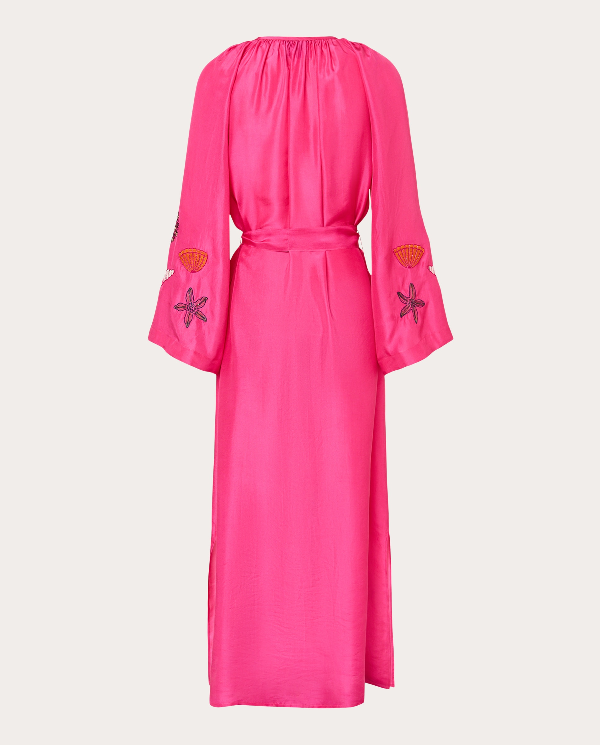 Vestido Comprido de Seda Fúcsia-2