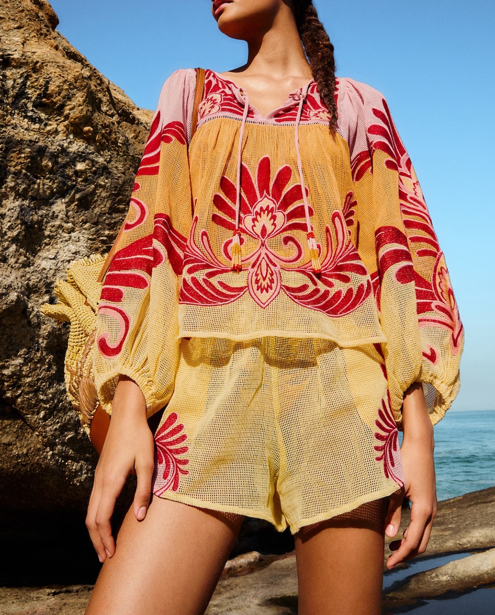 Blusa Arabesc de Algodão Amarelo-3