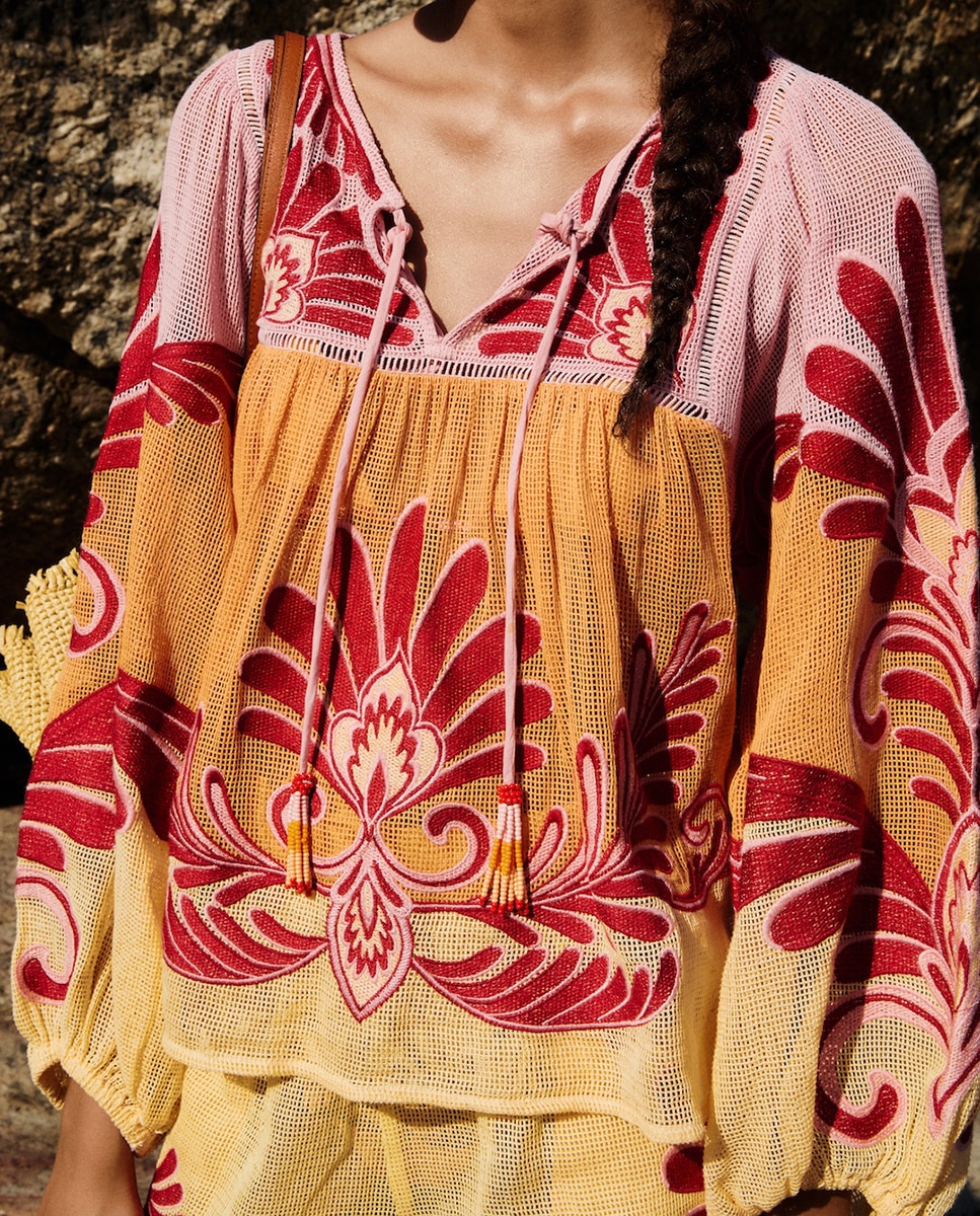 Blusa Arabesc de Algodão Amarelo-4
