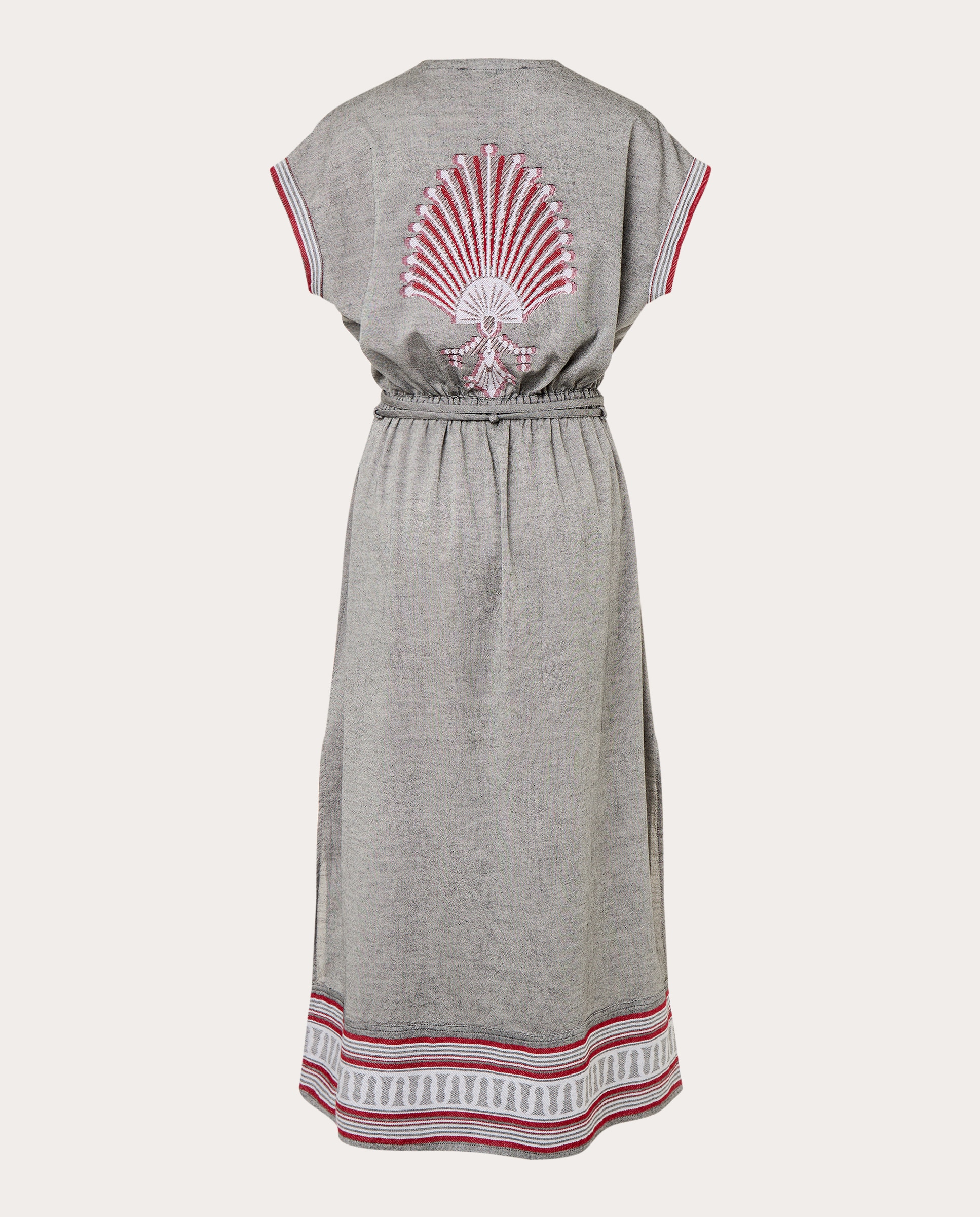 Vestido comprido de algodão Cinzento-2