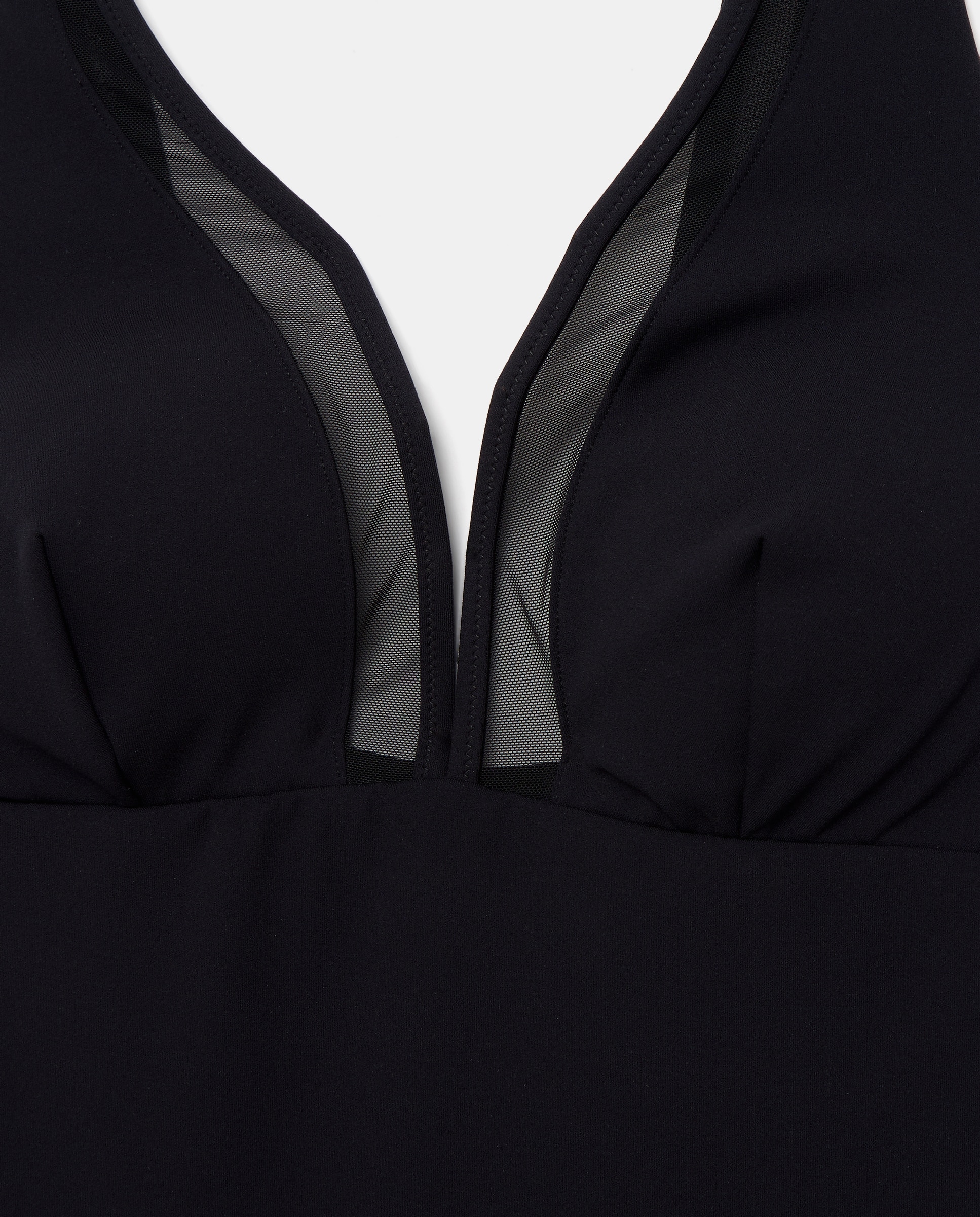 Fato de Banho Redutor com Decote em Bico e Detalhes de Mesh Preto-5