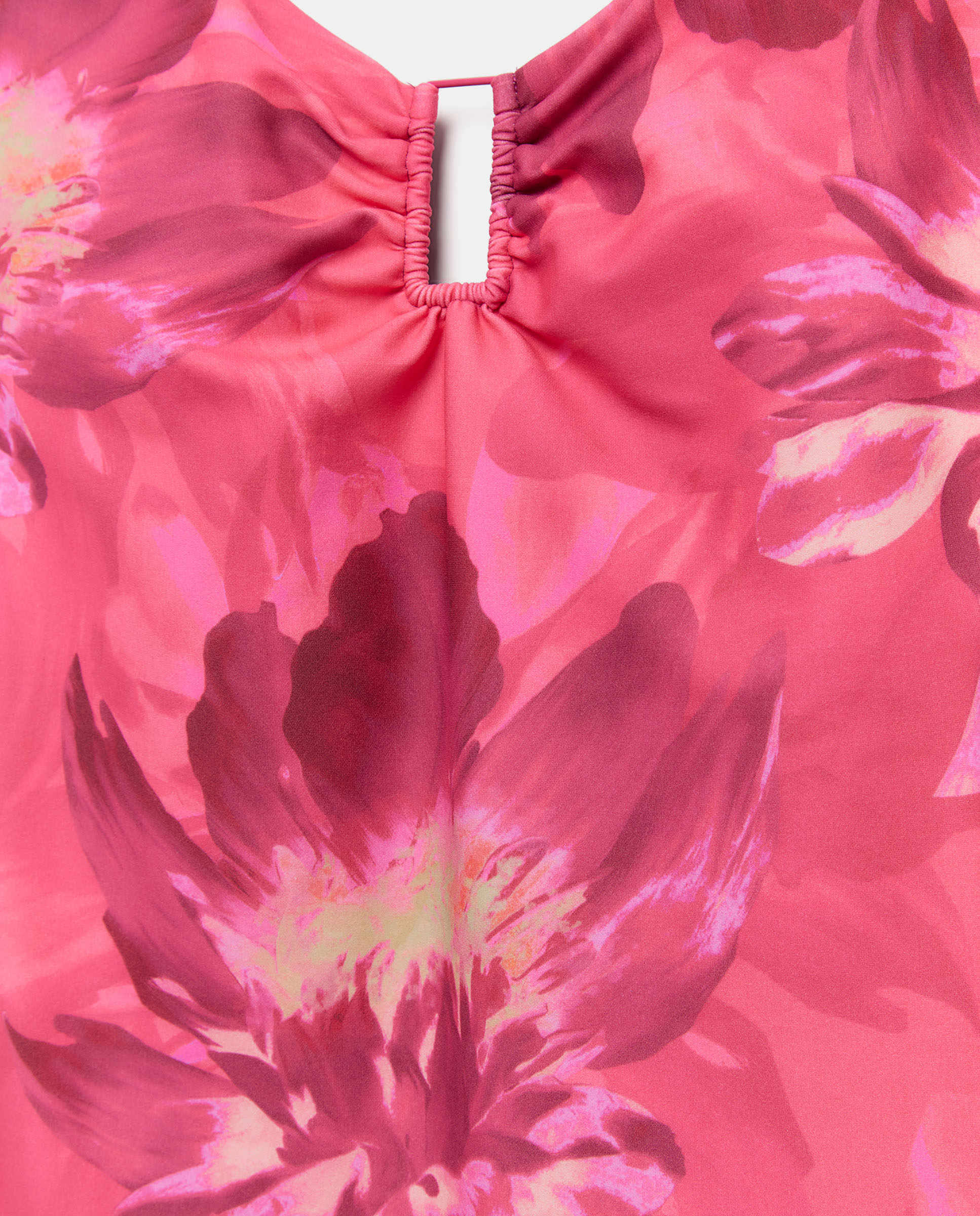 Fato de Banho com Decote em Bico e Estampado Rosa-5