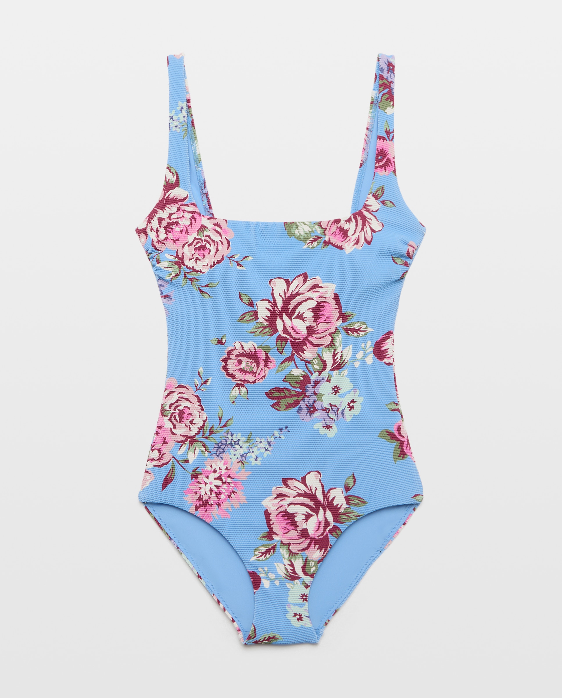 Fato de Banho com Top de Estampado Floral Azul-4