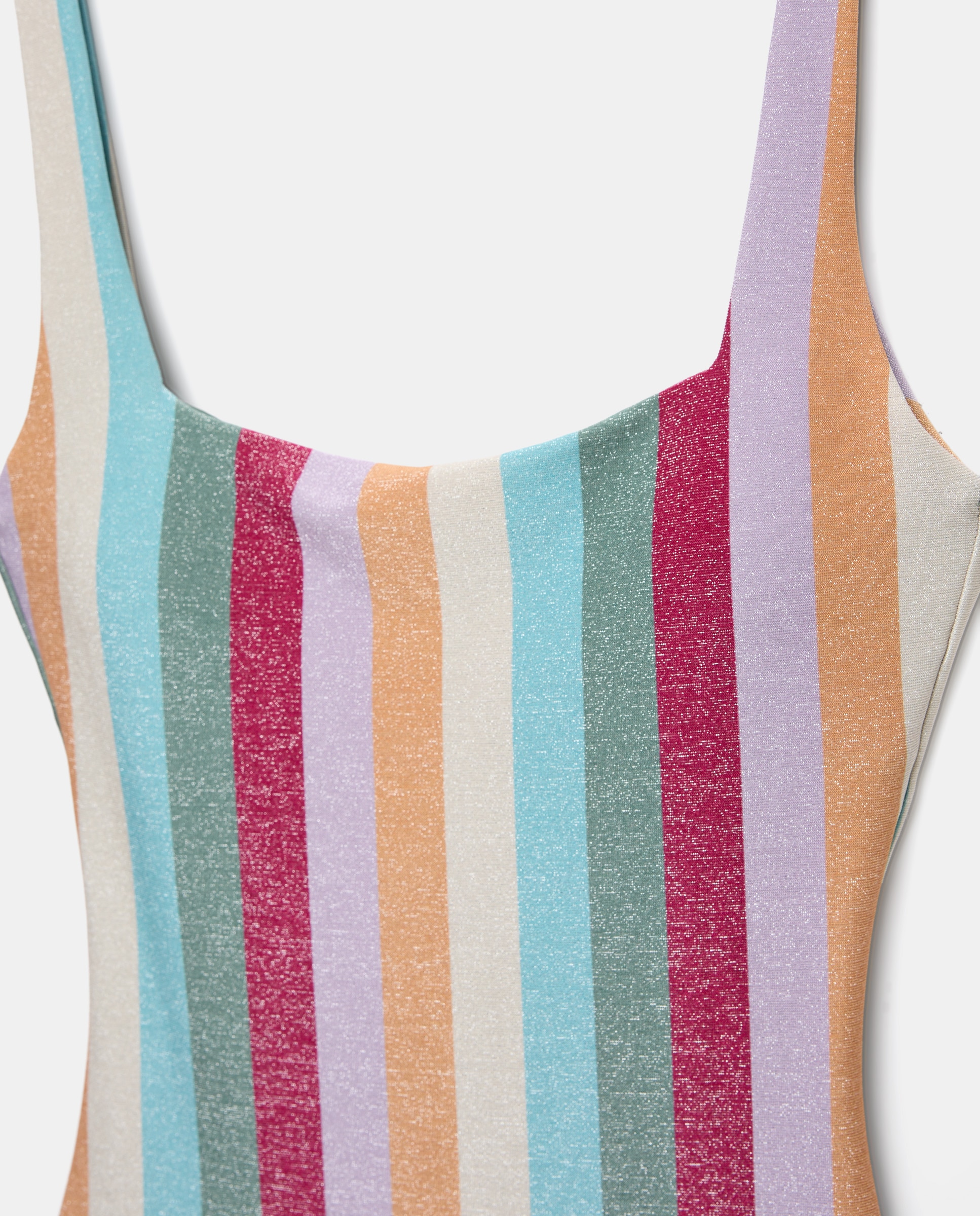 Fato de Banho em Fio Metalizado e Estampado às Riscas Multicolor Multicolor-5