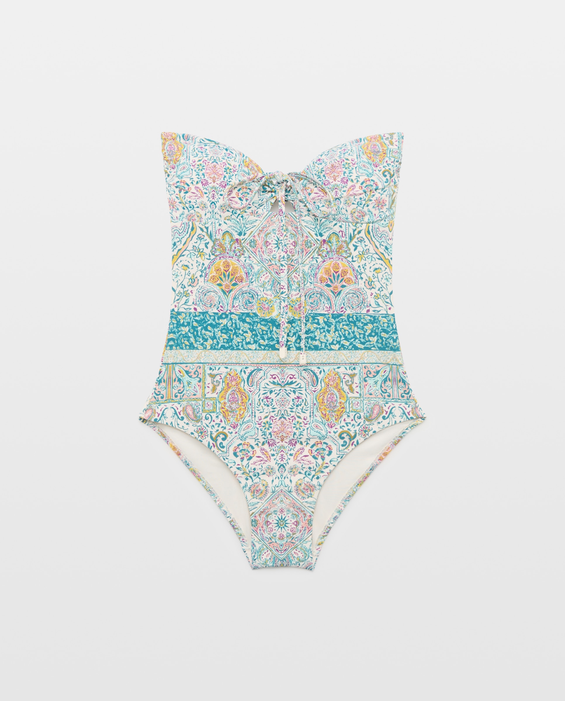 Fato de Banho Bandeau de Poliamida com Estampado Branco-4