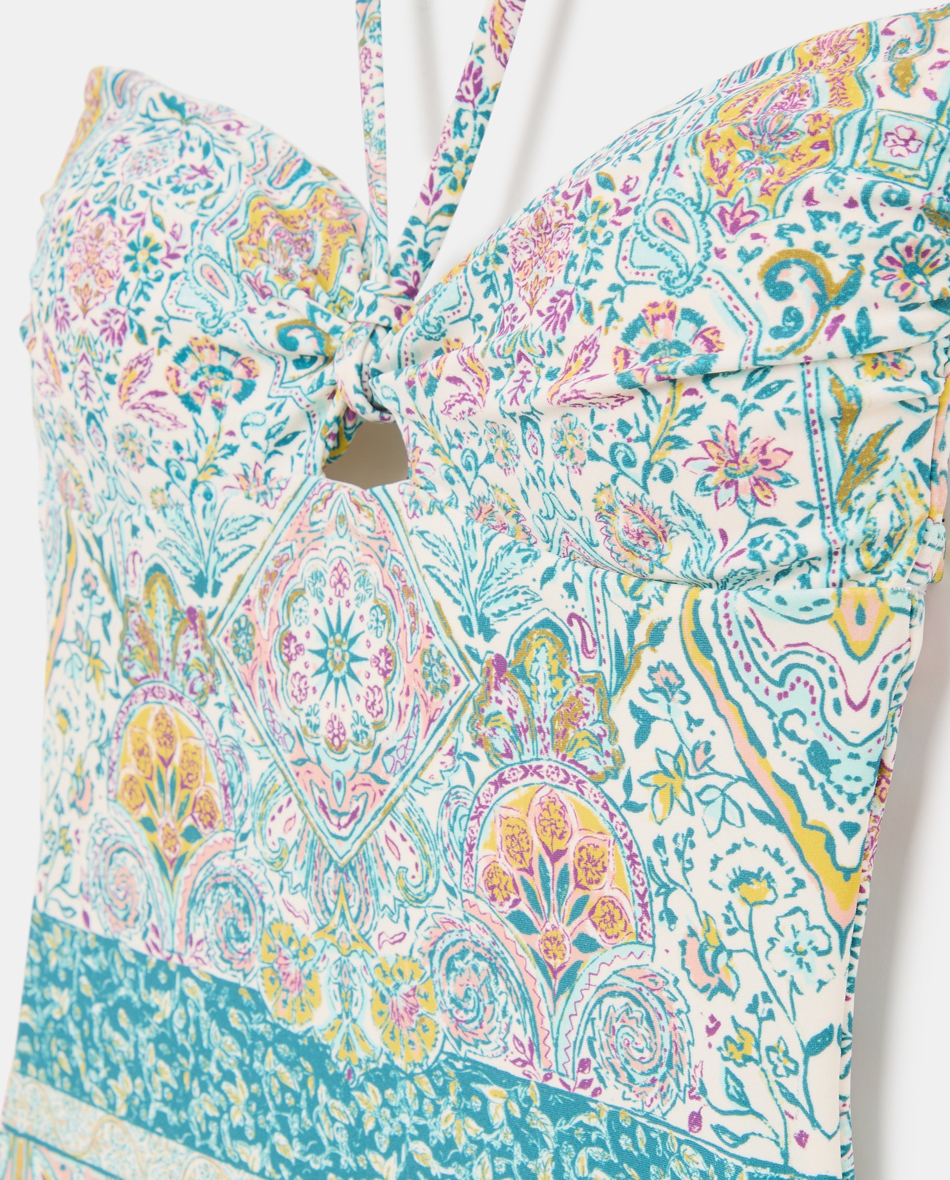 Fato de Banho Bandeau de Poliamida com Estampado Branco-5