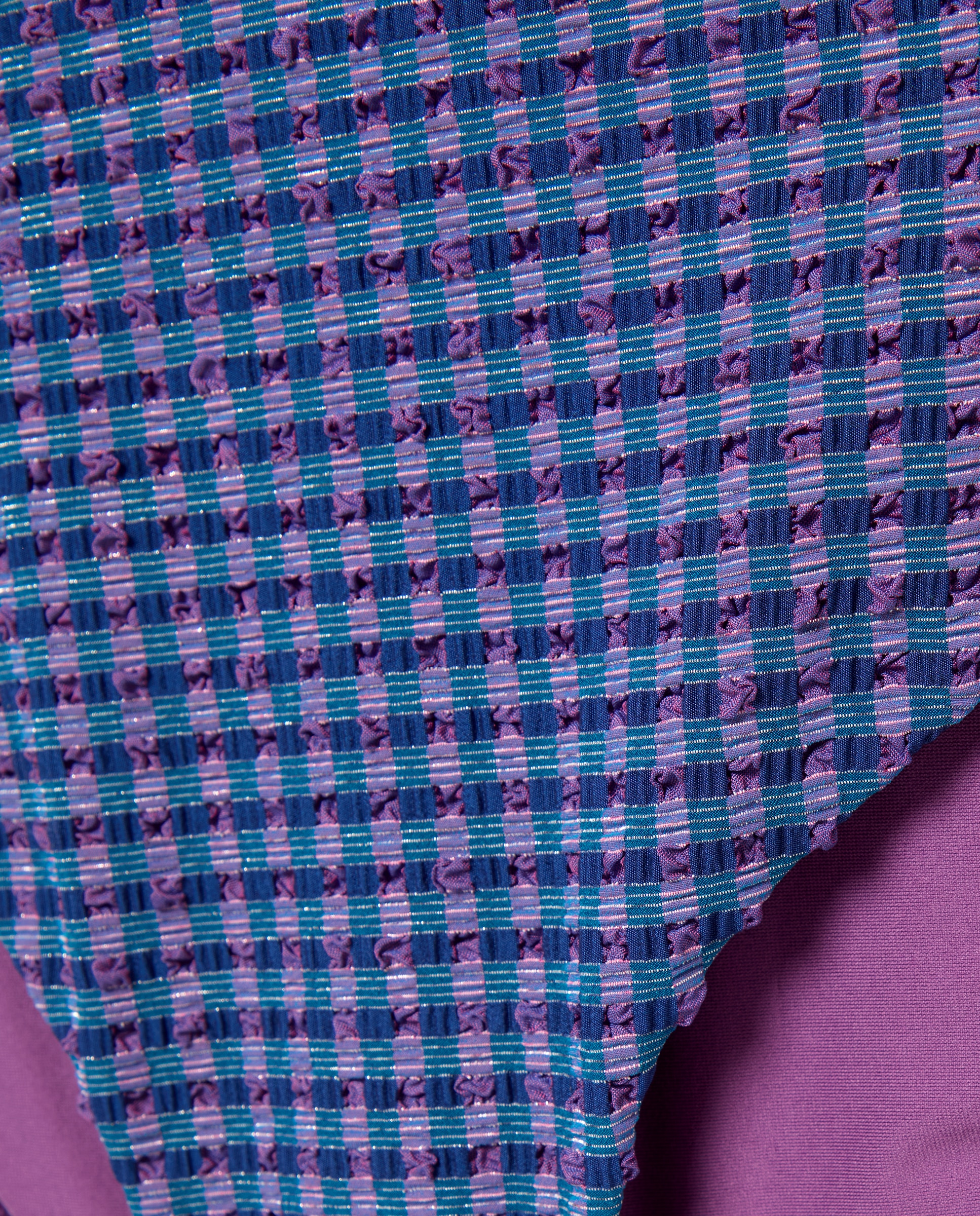 Fato de Banho Biquíni Halter com Vichy de Fio Metalizado Roxo-5