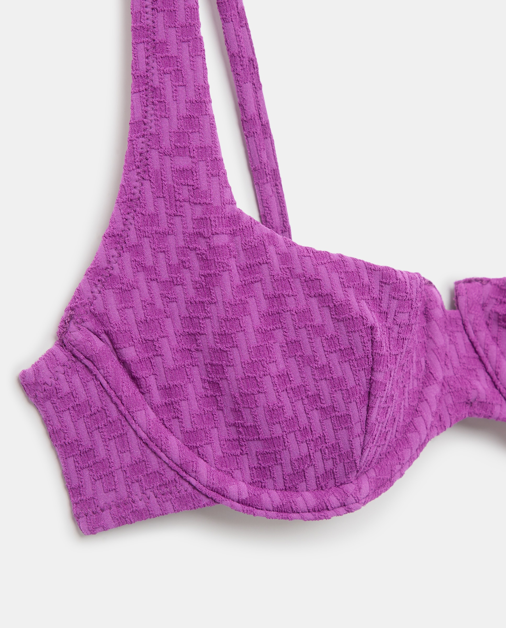 Top de biquíni com textura Roxo-5