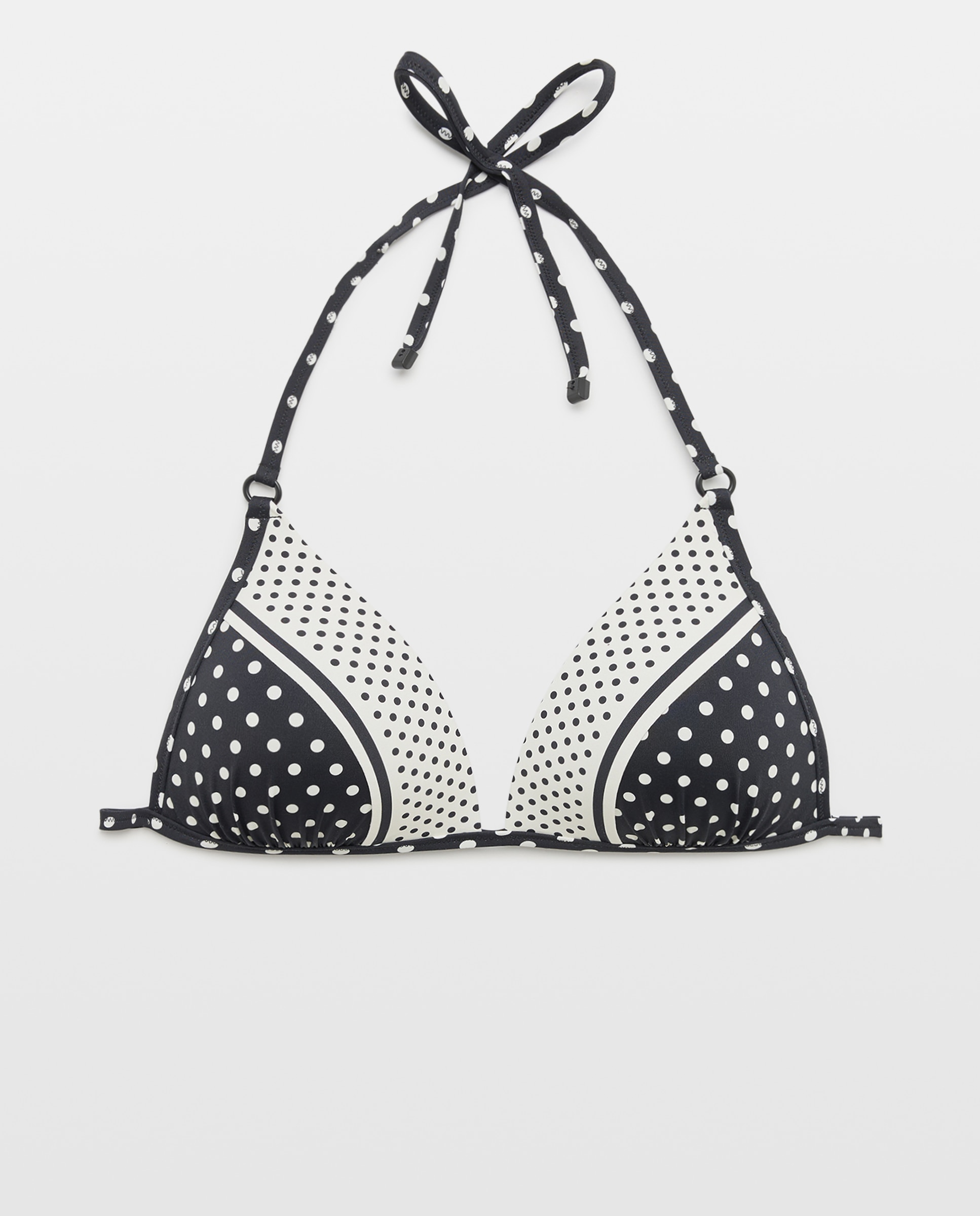 Biquíni Triangular Push-Up Fixo às Bolinhas com Copa B Preto-4