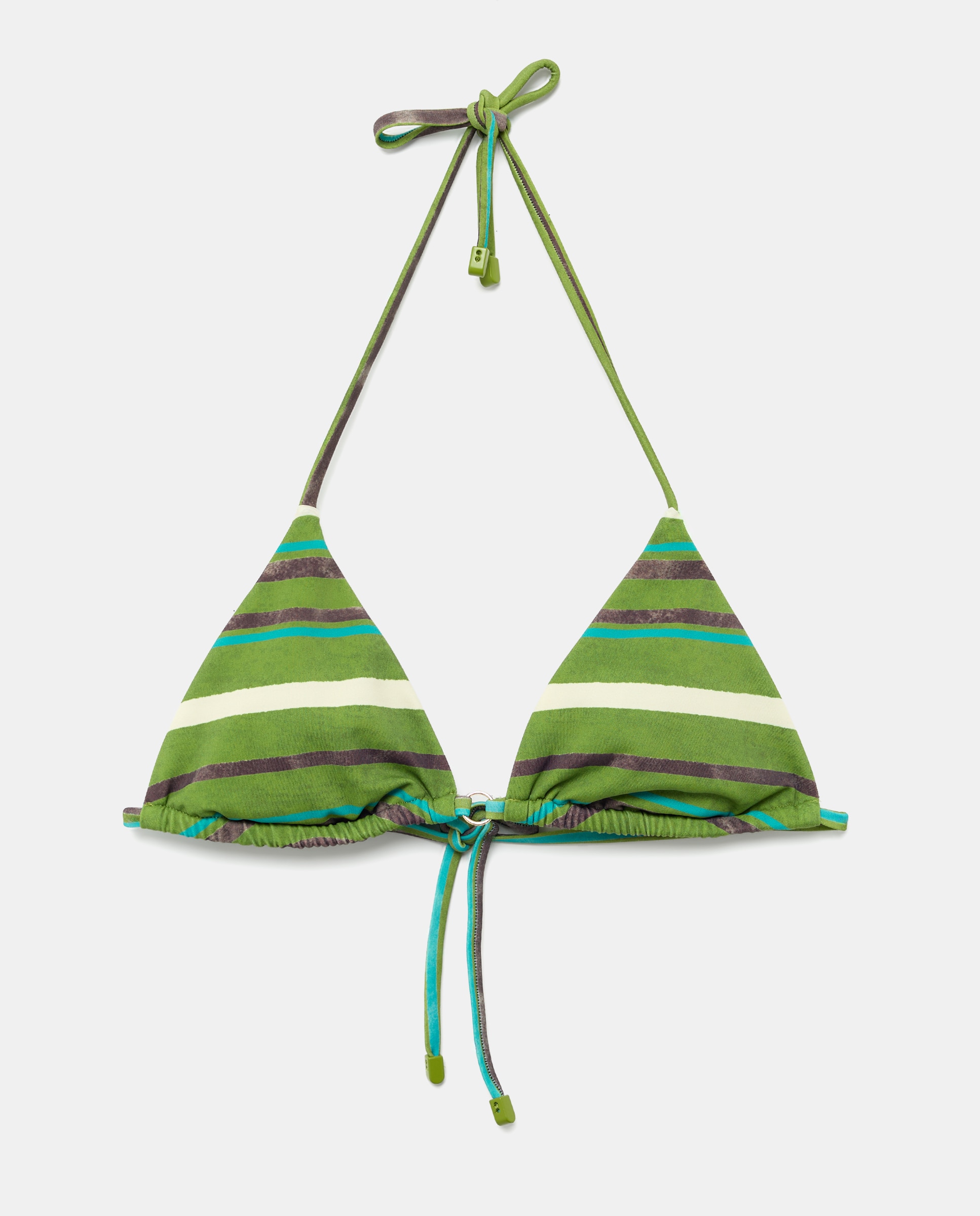 Top de Biquíni de Poliamida Estampado Verde-4