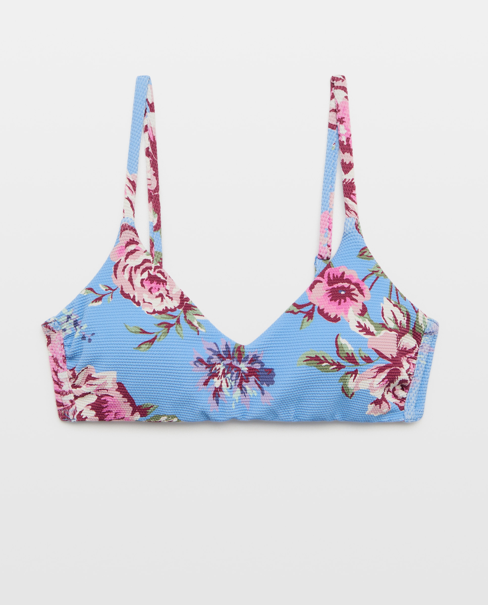 Top de Biquíni com Detalhes de Botões Azul-4