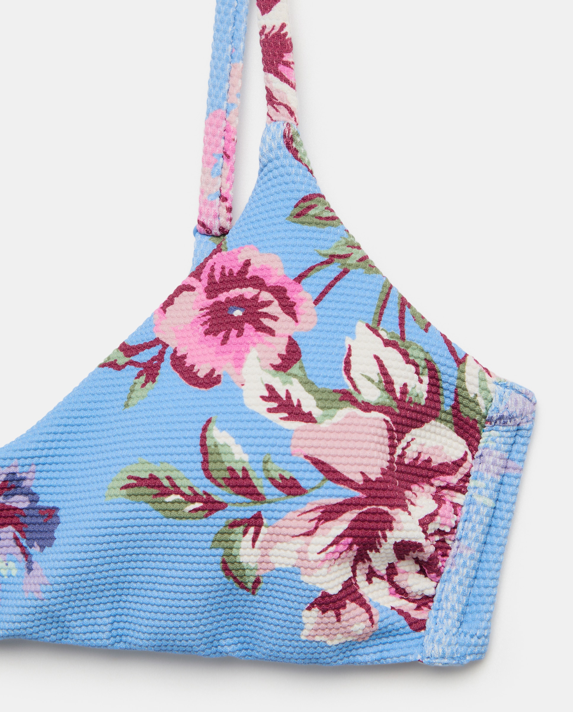 Top de Biquíni com Detalhes de Botões Azul-5