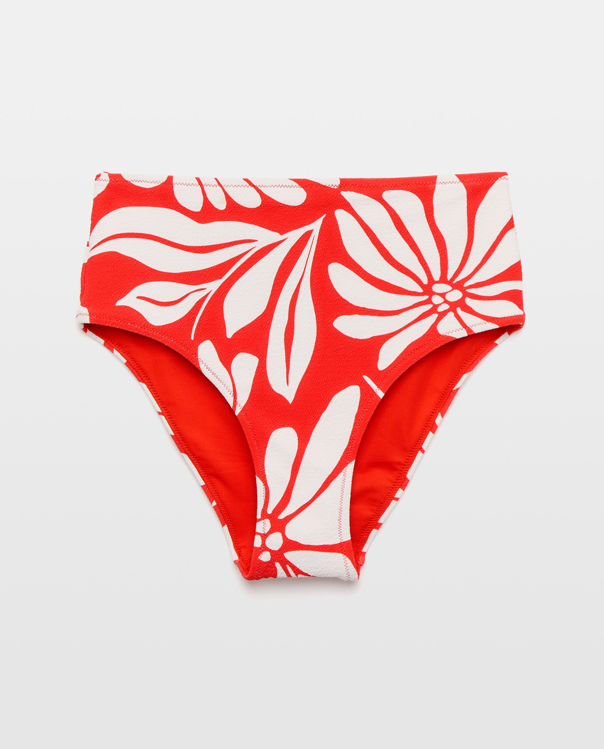 Cueca de Cintura Subida com Estampado Floral Vermelho-4