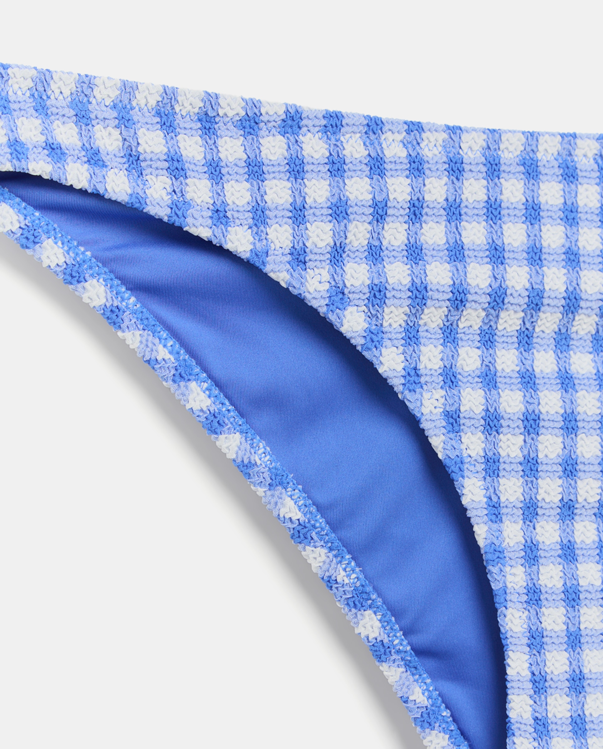 Cueca de biquíni com vichy Azul-5