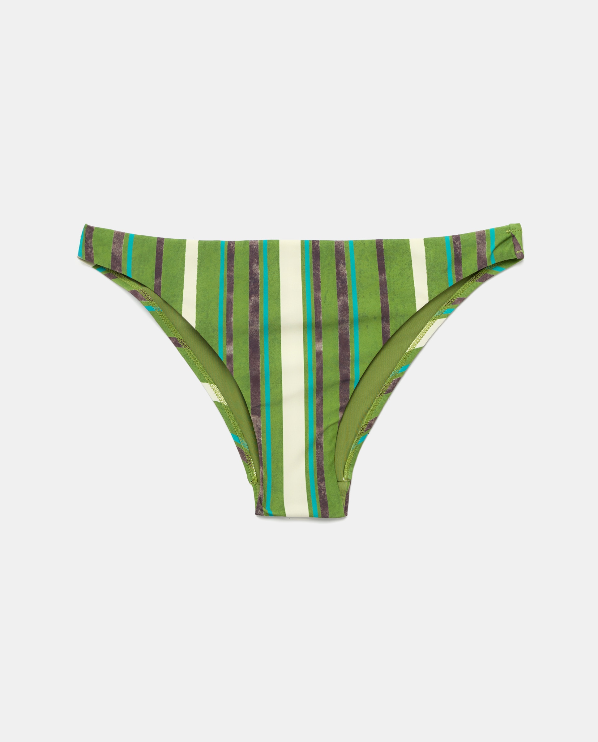 Cueca de Biquíni de Poliamida Estampada Verde-4