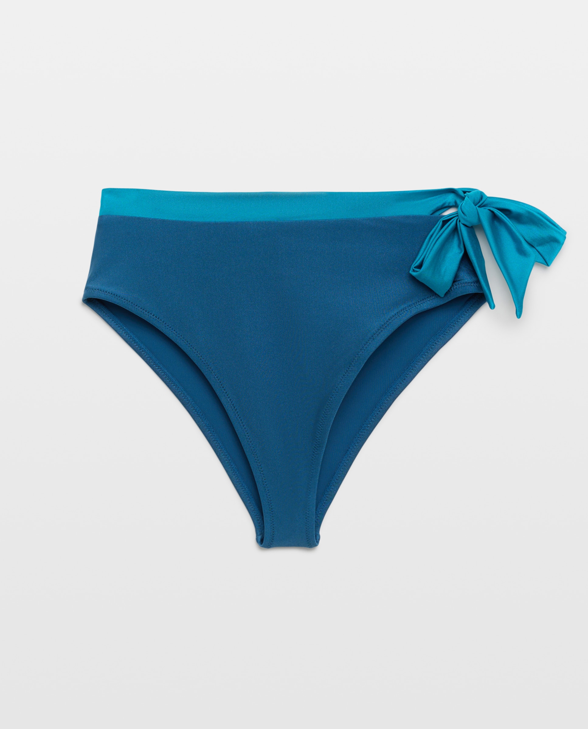 Cueca de Biquíni com Cintura Subida e Detalhe de Laço Azul-escuro-4