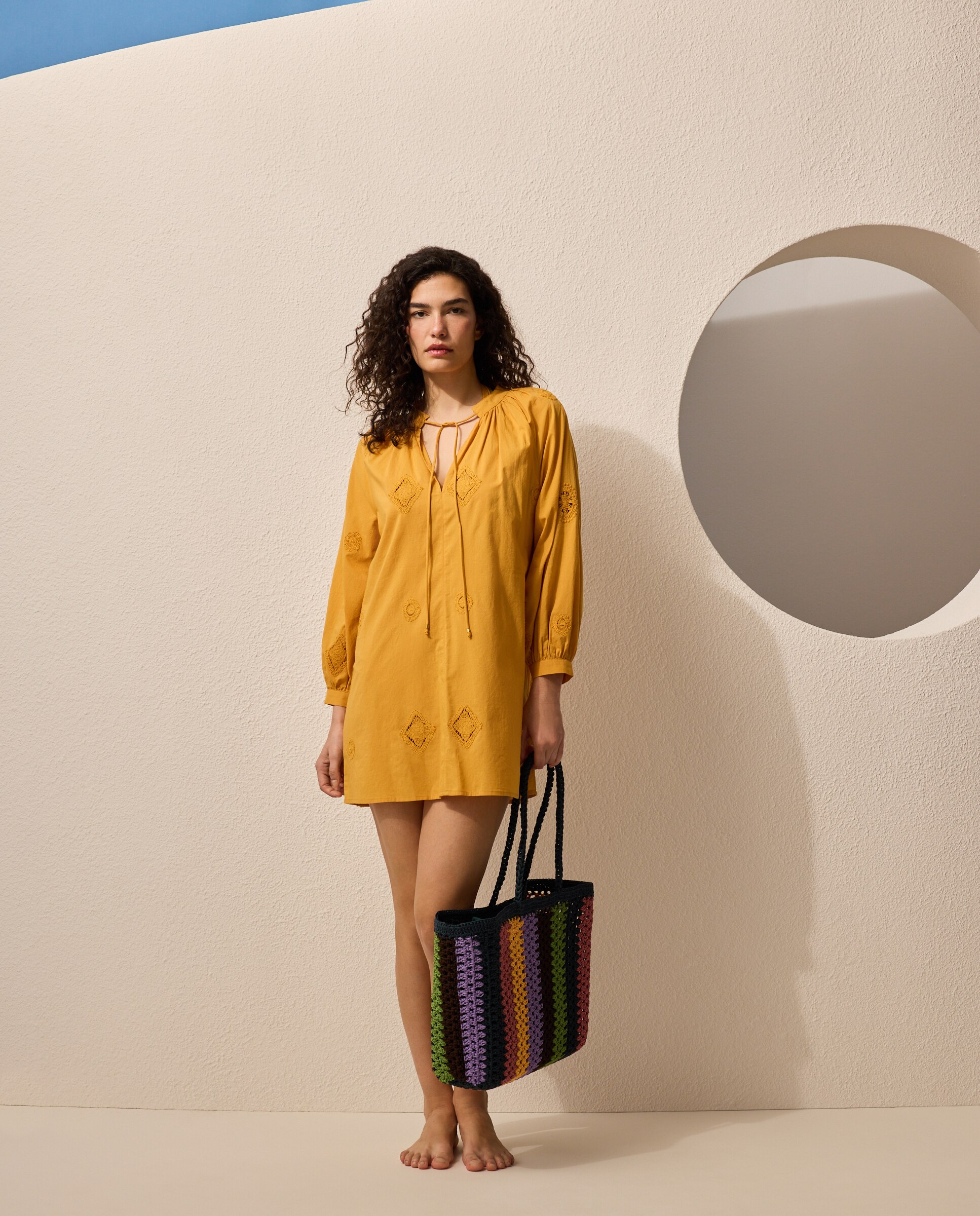 Kaftan de mujer con bordados - Énfasis - Verde Pato 300 Amarillo-2