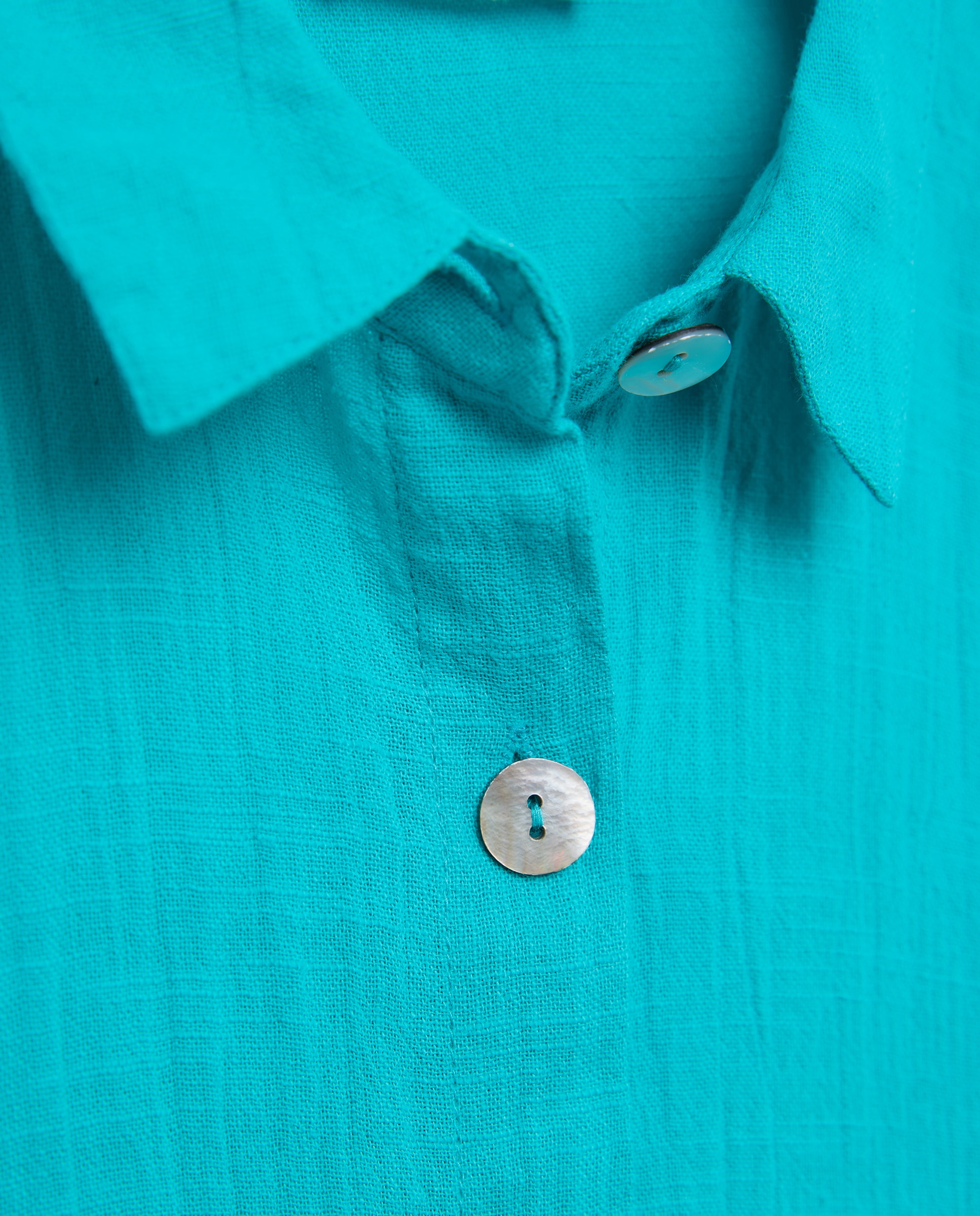 Vestido Comprido com Botões e Colarinho de Polo 450 Turquesa-5