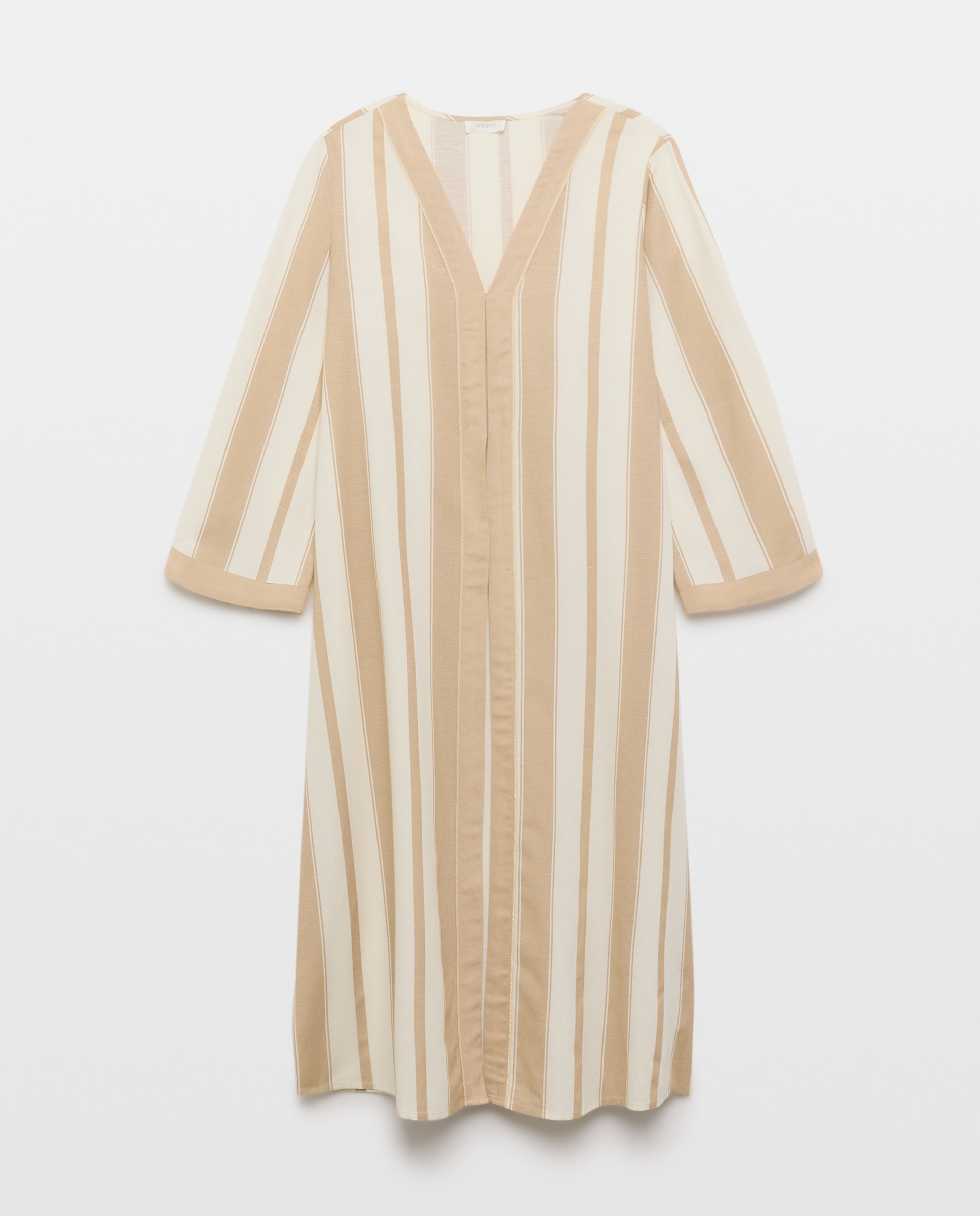 Kaftan com Detalhe na Gola Camel-4
