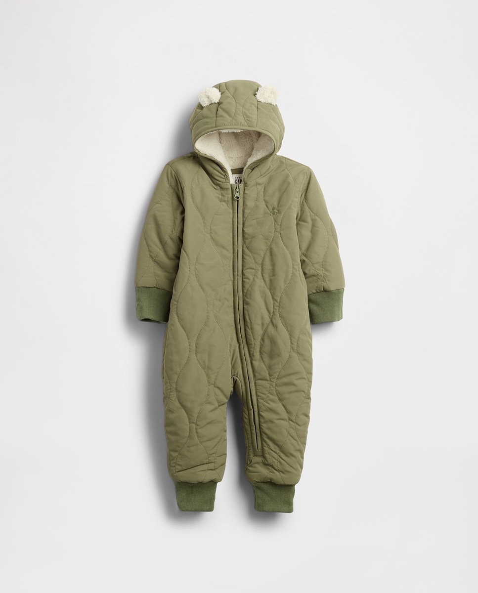 Macacão de Felpa Acolchoado de Bebé Verde-1