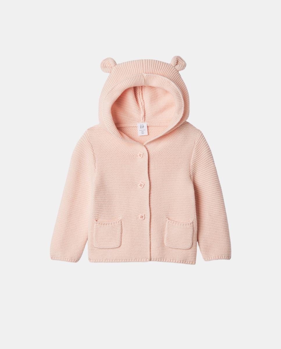 Chaqueta suave de bebé con capucha y cierre frontal con botones - Gap - Rosa Rosa-1