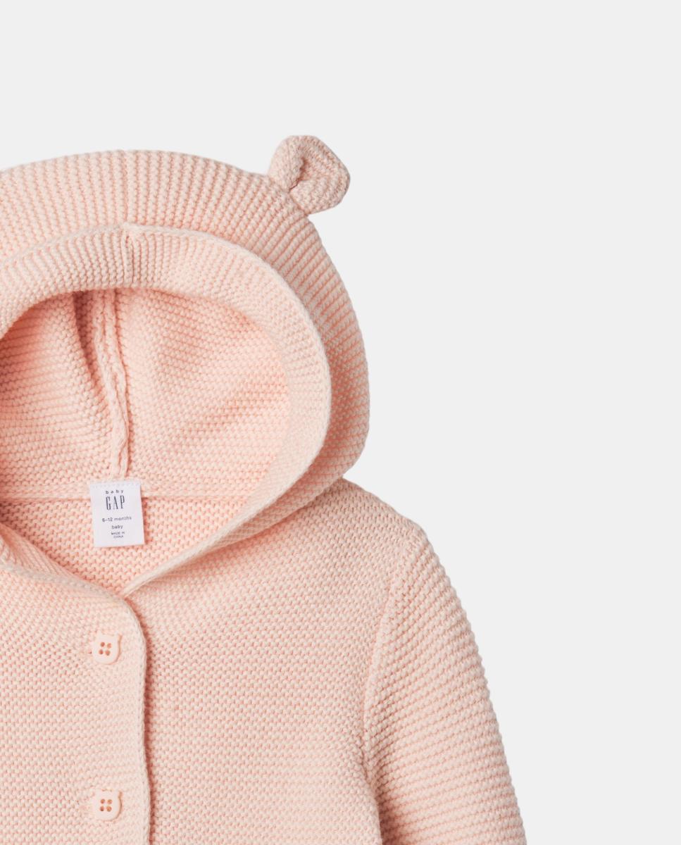 Chaqueta suave de bebé con capucha y cierre frontal con botones - Gap - Rosa Rosa-3