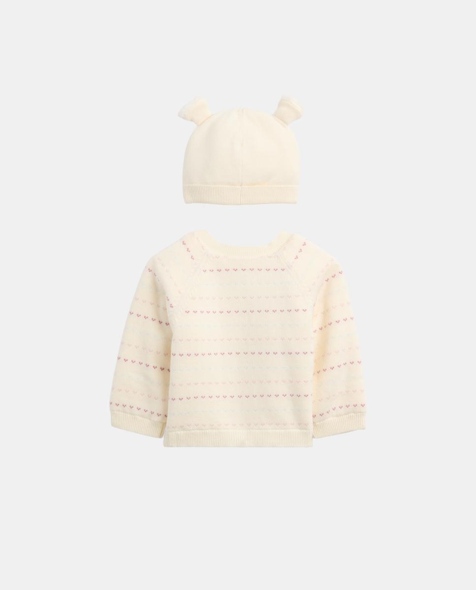 Conjunto de Camisola e Gorro de Bebé com Apliques e Estampado de Fantasia Natural-2