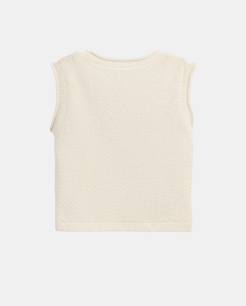 Camisola de Malha Lisa de Bebé sem Mangas Natural-2