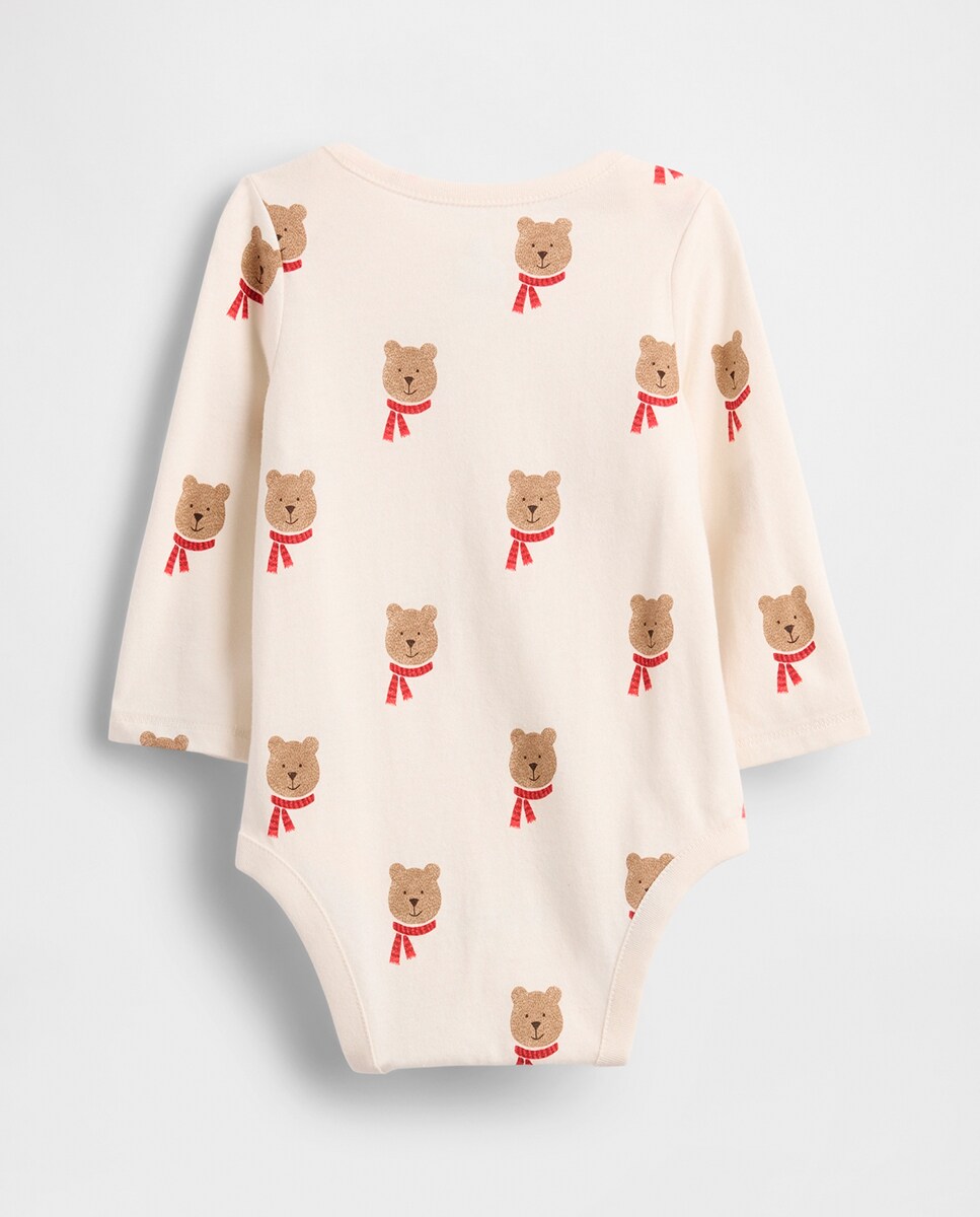 Body de Bebé em Algodão Orgânico com Decote Redondo Natural-2