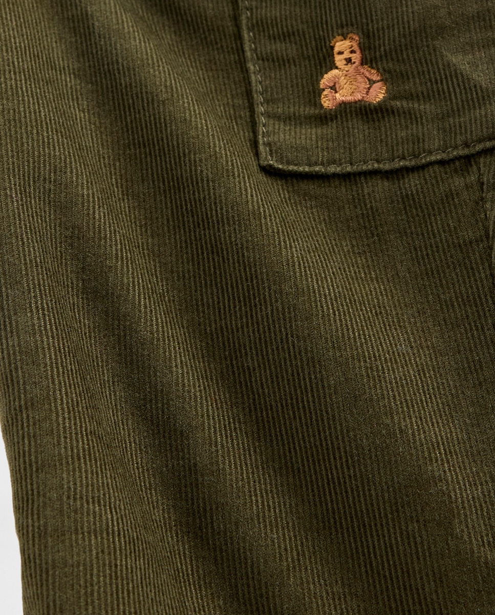 Calças de Bombazina de Bebé Verde-3