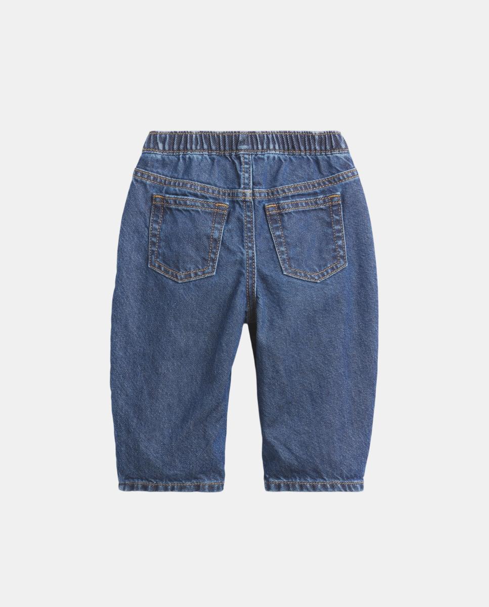 Imagen 1 de Pantalón de bebé denim con bolsillos y rodilleras fantasía Azul