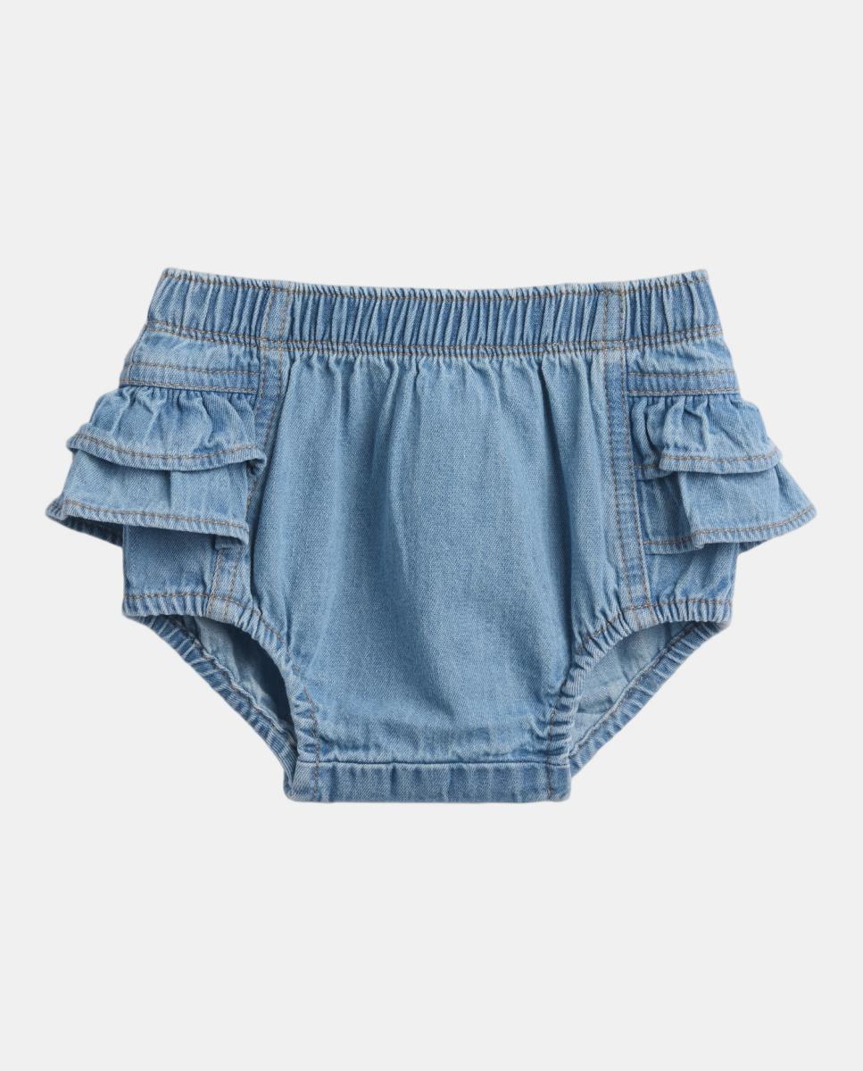 Imagem 0 de Calções de Bebé Tipo Bombachas de Ganga com Folhos