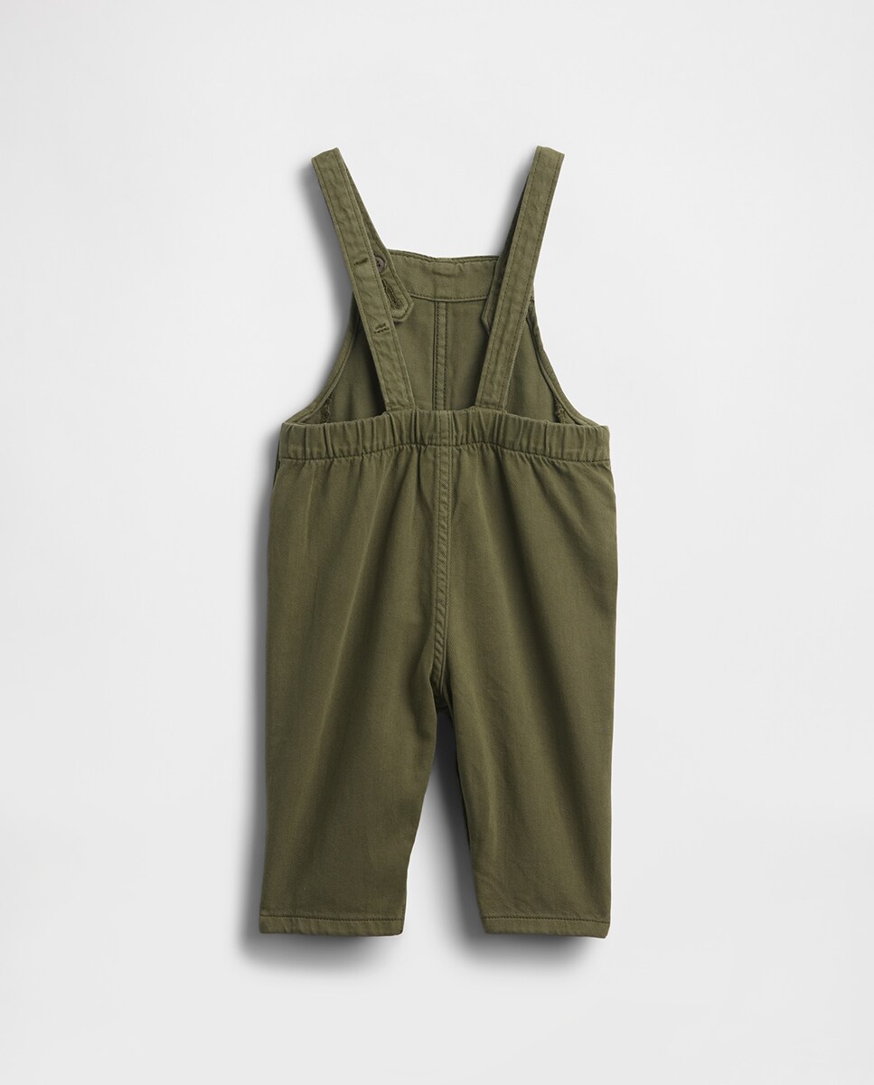 Jardineiras de Ganga de Bebé com Bolso à Frente Bordado Verde-2