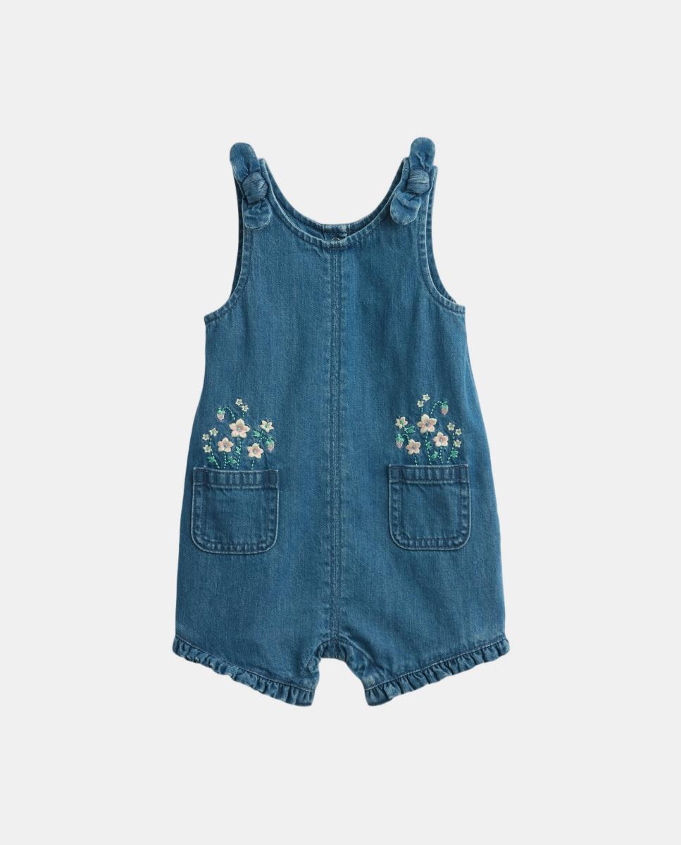 Imagem 0 de Jardineiras de Ganga de Bebé com Bordado de Fantasia