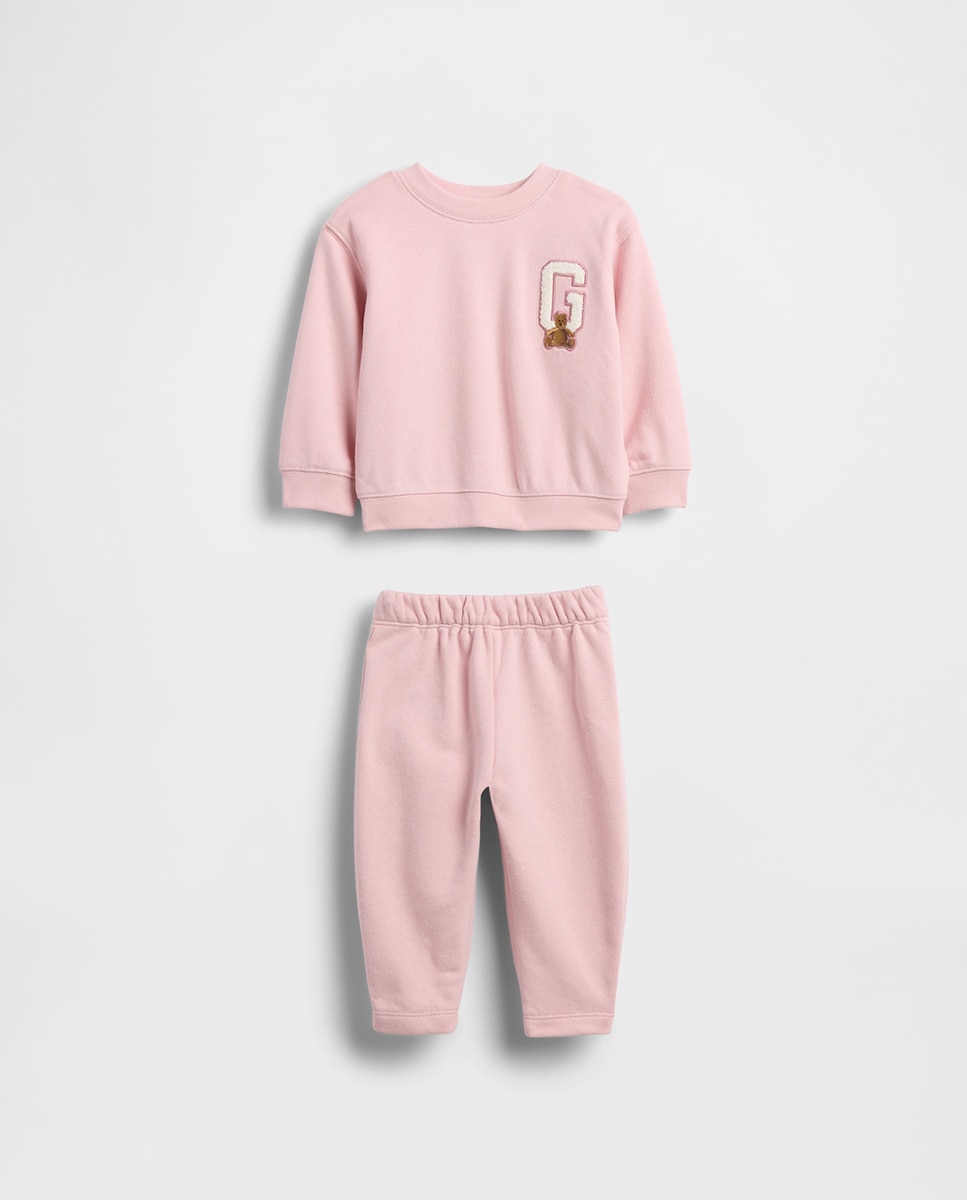 Conjunto de Malha de Bebé com Logótipo Vintage Rosa-1