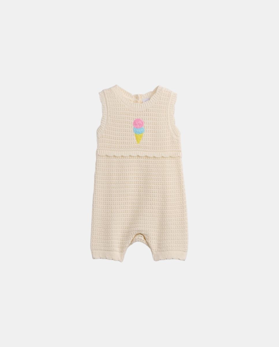 Babygrow Curto de Crochet de Bebé com Decote Redondo e Estampado de Gelados Gap Bege-2