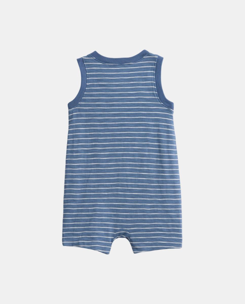Babygrow Curto de Algodão Orgânico de Bebé Azul-2