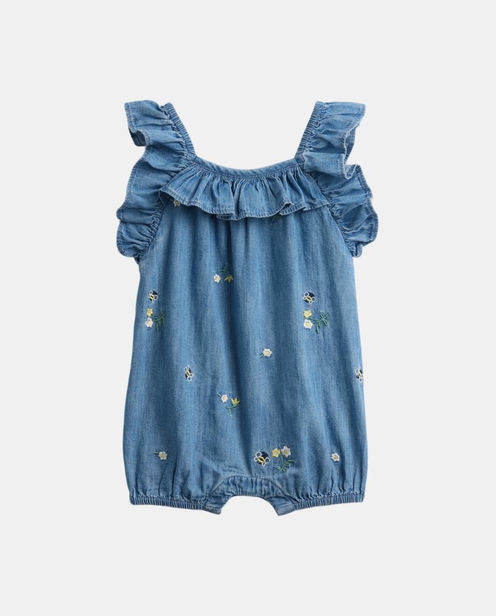 Imagem 0 de Babygrow de Bebé em Tecido de Ganga com Folhos