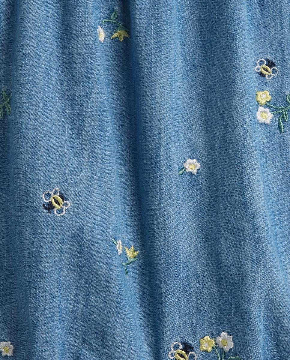 Babygrow de Bebé em Tecido de Ganga com Folhos Gap Azul-3