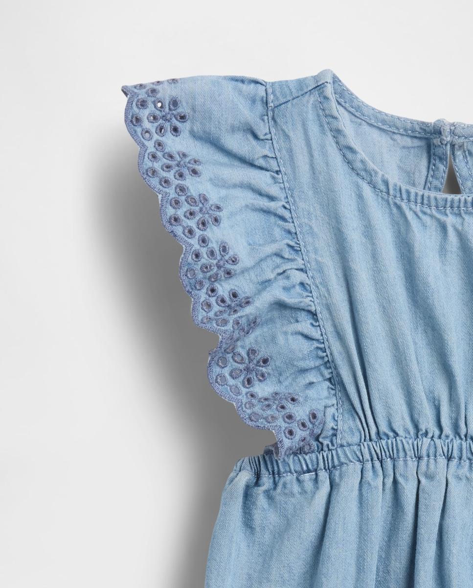 Body de Ganga de Bebé com Folhos Azul-claro-3