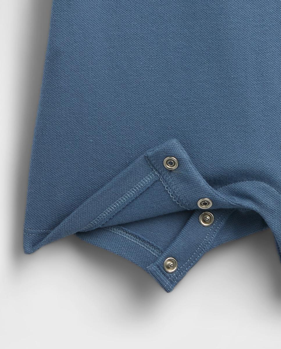 Babygrow Liso Curto de Bebé com Colarinho de Polo Gap Azul-3