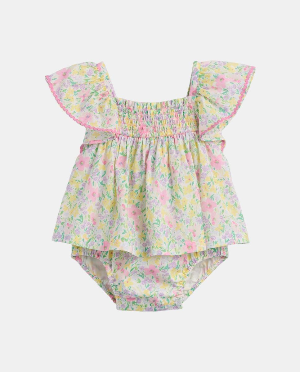 Imagem 0 de Vestido Tipo Body de Bebé com Peitilho Franzido