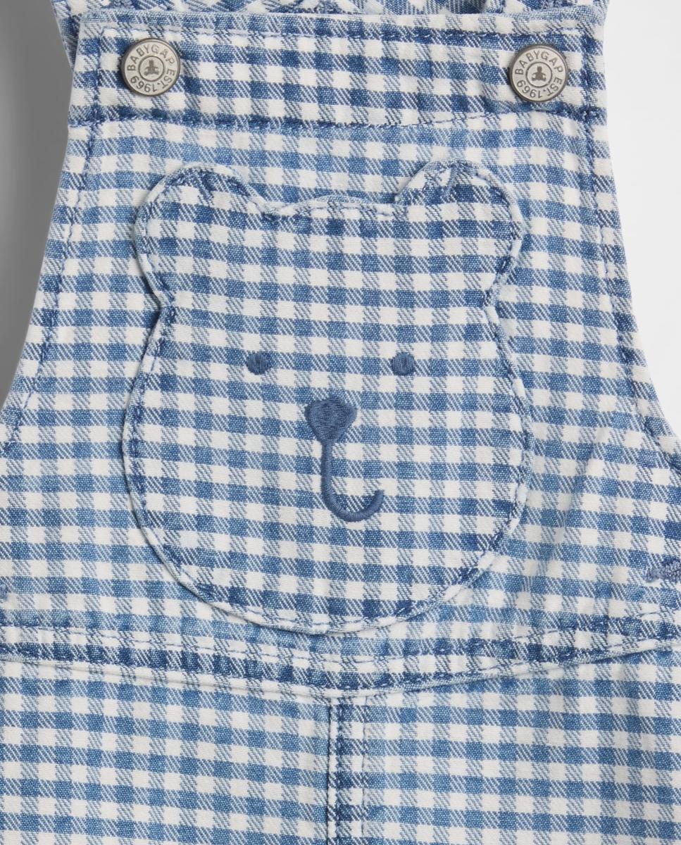 Jardineiras Tipo Calções de Bebé com Bolso e Alças Gap Azul-claro-3