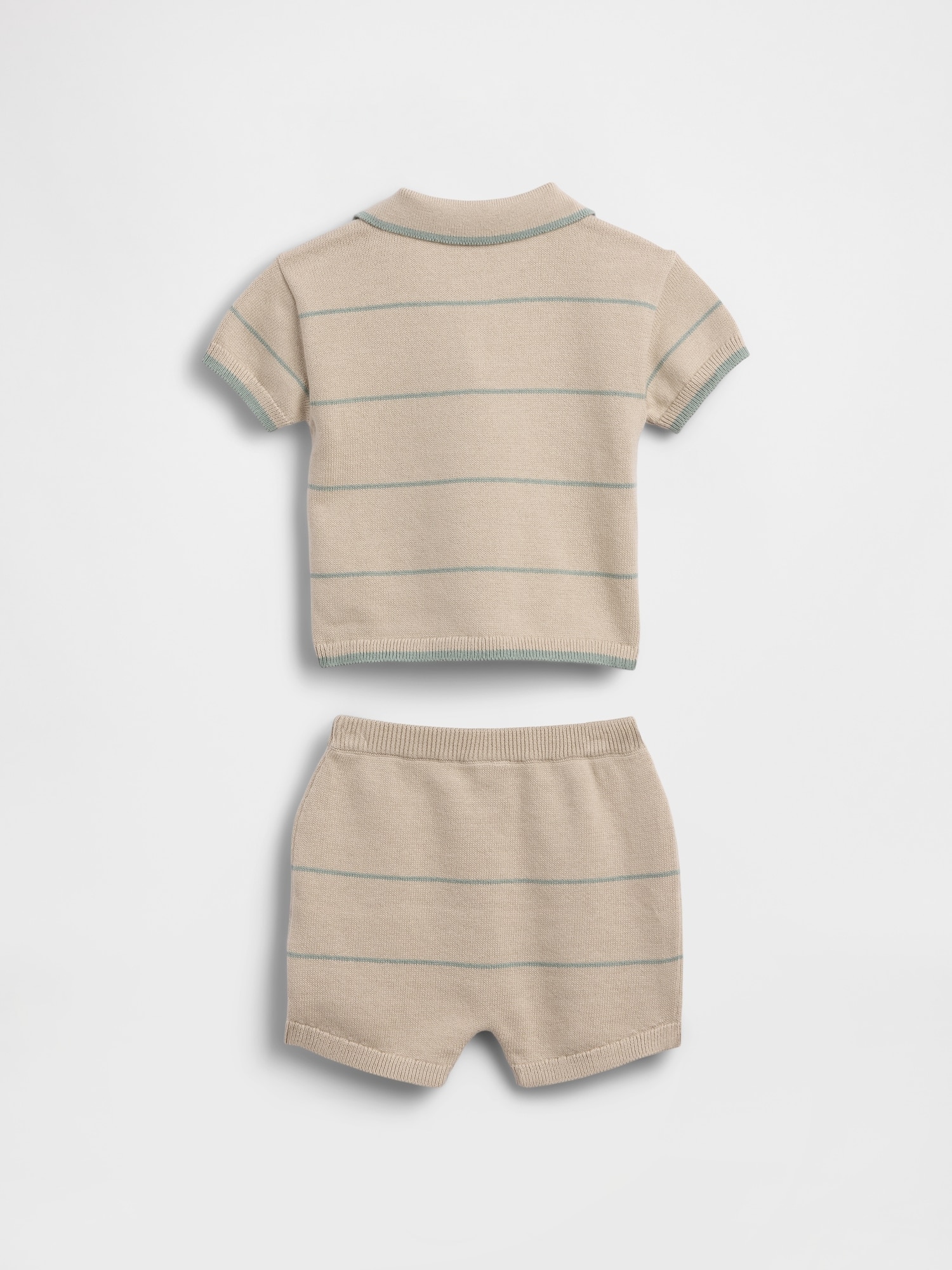 Conjunto Tipo Polo de Bebé com Manga Curta Natural-2