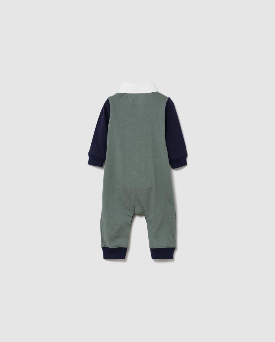 Babygrow de Bebé com Manga Comprida e Colarinho de Polo Cinzento-2