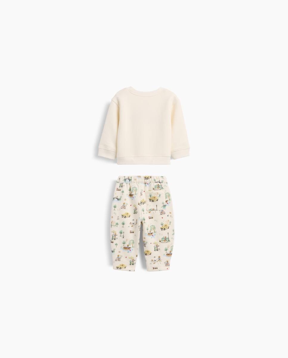 Conjunto de Bebé: Sweatshirt e Calças Bege-2