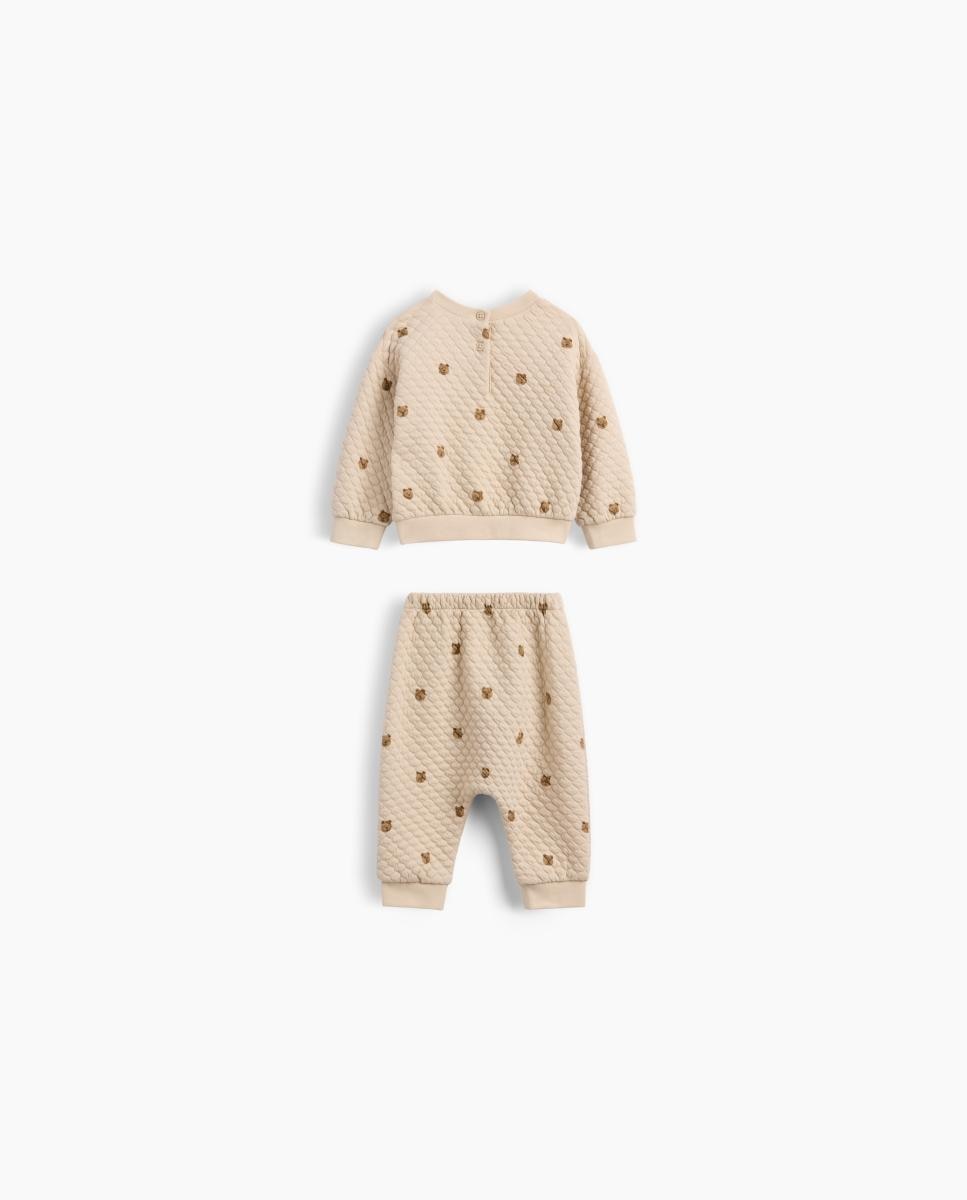 Conjunto de 2 Peças de Bebé com Manga Comprida e Estampado Natural-2