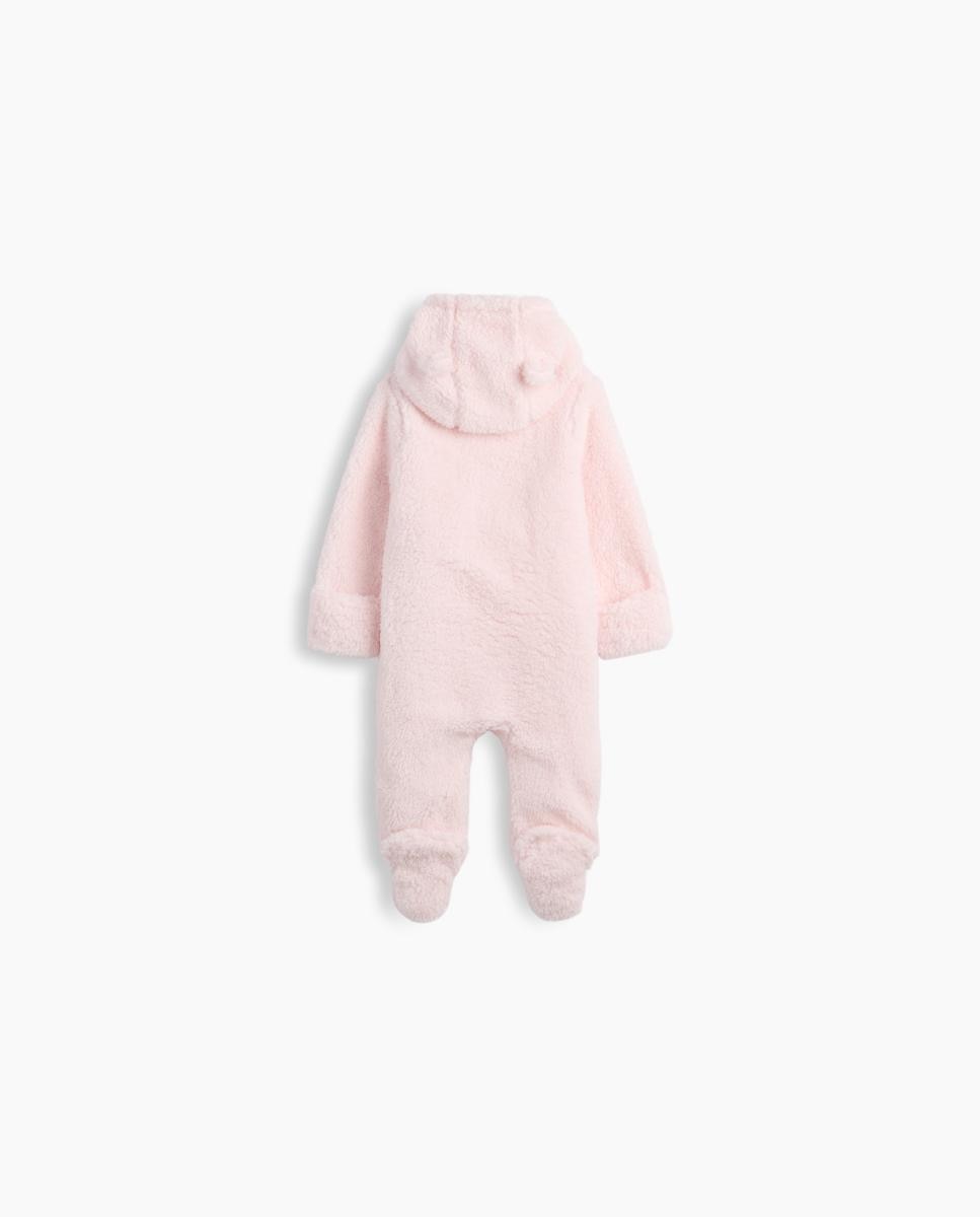 Babygrow de Bebé com Manga Comprida e Capuz Rosa-claro-2